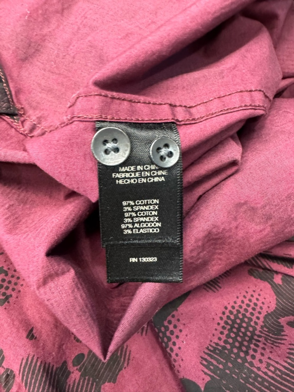 Kenneth Cole Maroon Black Camo Shirt Mens XXL Button Down Y2K Night Style!!! - Picture 5 of 7